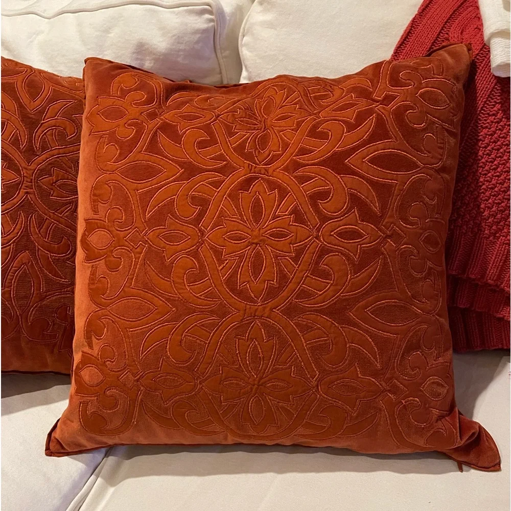 Restoration Hardware Rust Throw Pillows 20” (2)